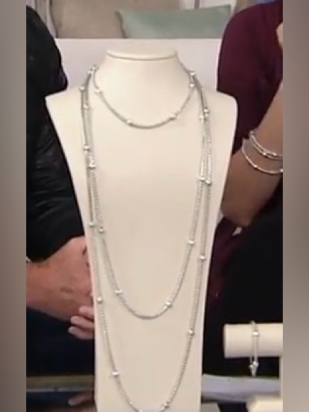 Jai Jewelry Sterling Silver 72” Station Necklace